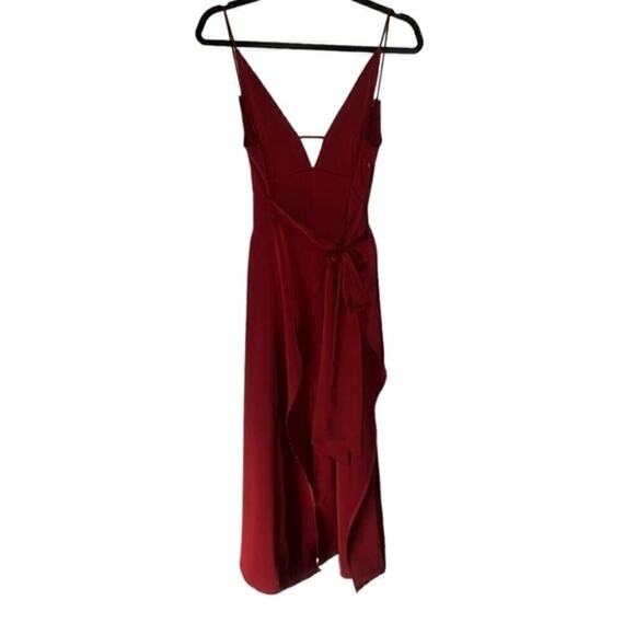 AMYLYNN Backless Satin Dress Jolie Satin Slip Dress in Burgundy Size Small - Picture 11 of 15